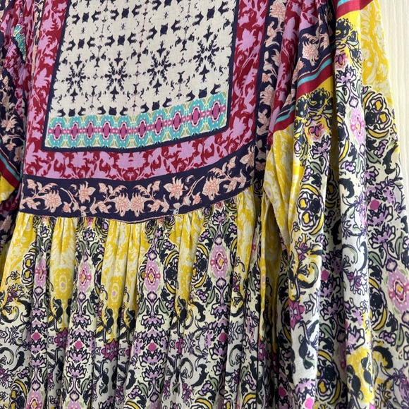 Kyla Seo‎ Geometric Boho Balloon Long Sleeve Peplum Tunic Top Handmade India 1X - Picture 8 of 8